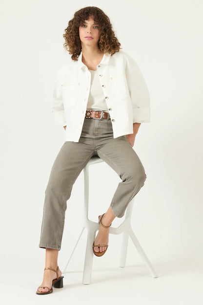 Jeans Mujer Crop Recto Verde