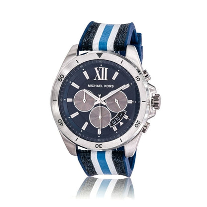 Reloj Hombre Michael Kors Brecken  PVC  Reloj MK8950v Cronógrafo Azul Y Blanco