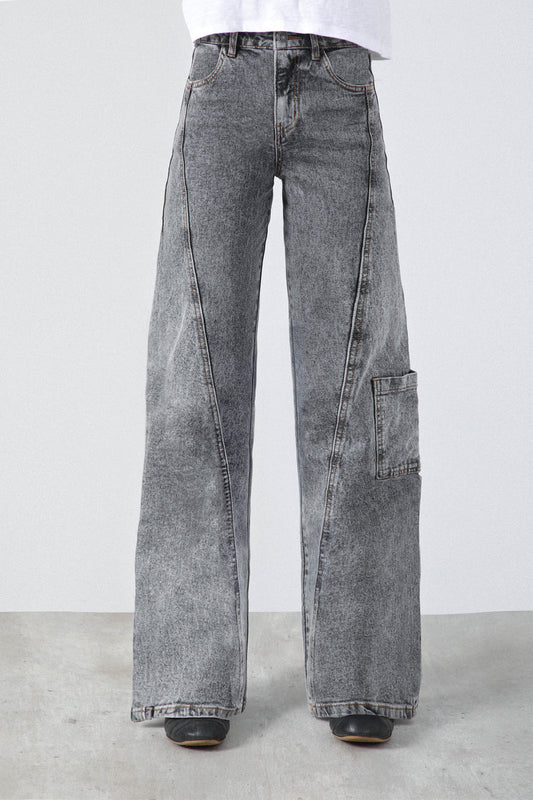 Pantalón Mujer Diagonal Bolsillo Gray