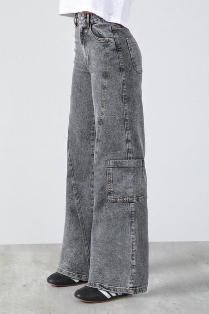 Pantalón Mujer Diagonal Bolsillo Gray