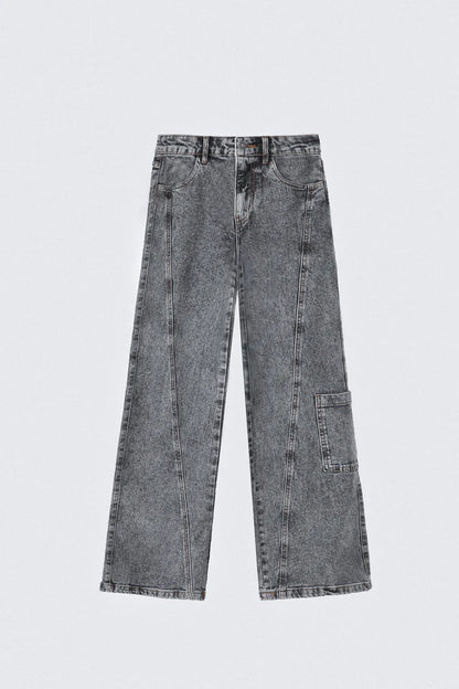 Pantalón Mujer Diagonal Bolsillo Gray