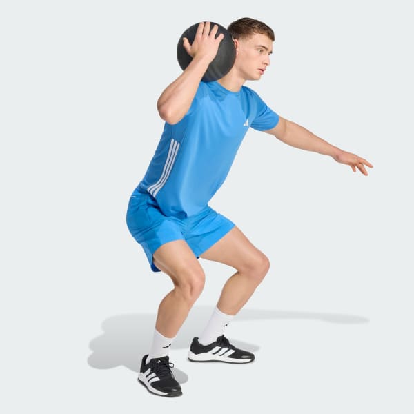 Polera Hombre Básica 3 Tiras Workout Essentials Azul Rayo