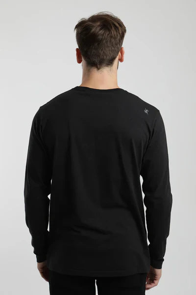 Polera hombre manga larga negra Froens