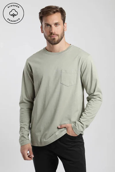 Polera hombre manga larga verde Froens