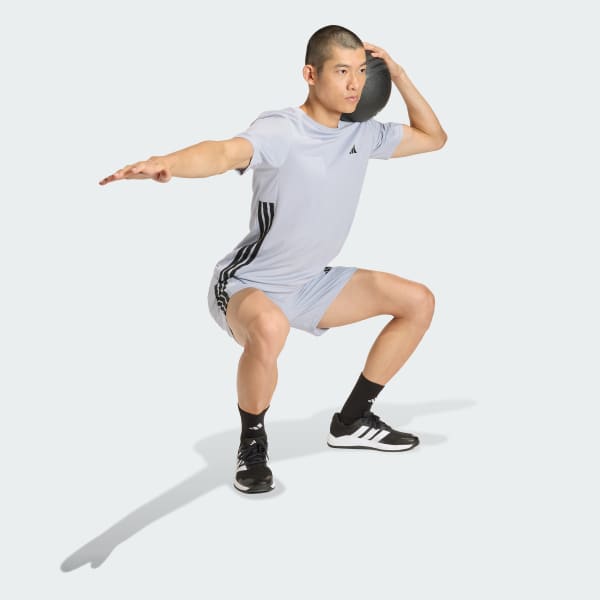 Polera Hombre Workout Essentials Base 3 Tiras Gris