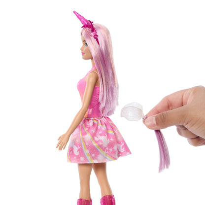 Muñeca Barbie Fantasía Unicornio Faldas De Ensueño Rosa