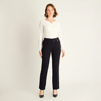 Pantalón Mujer Azul de Corte Recto