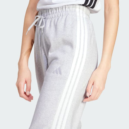 Pantalón Mujer Essentials Fleece 3 Tiras Corte Holgado Gris Claro