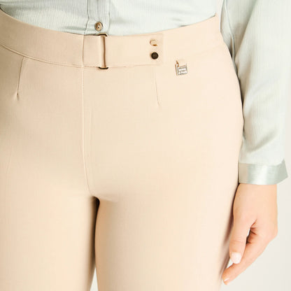 Pantalón Mujer Formal Beige Corte Recto