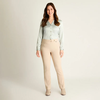 Pantalón Mujer Formal Beige Corte Recto