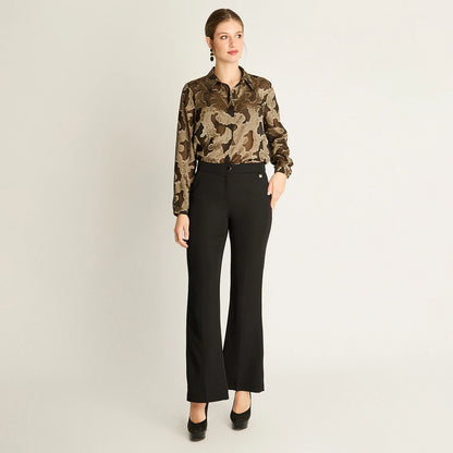 Pantalón Mujer Formal Negro Flare