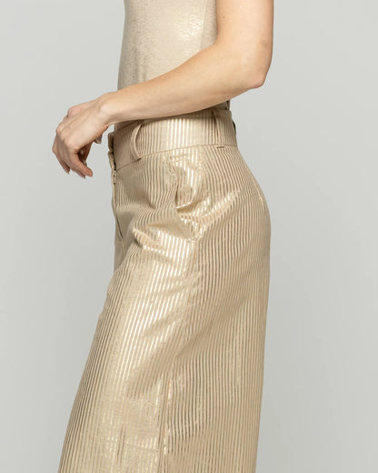 Pantalón Mujer Iris Palazzo Algodón Folia Beige Ludovica
