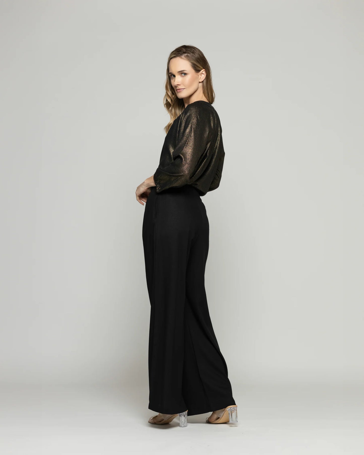 Pantalón Mujer Silene Viscosa Con Pinzas Negro Ludovica