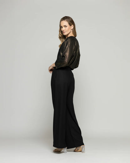 Pantalón Mujer Silene Viscosa Con Pinzas Negro Ludovica