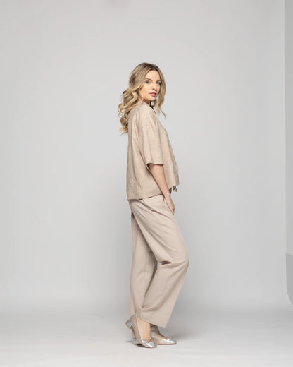 Pantalón Mujer Torenia Viscosa Recto Arena Ludovica