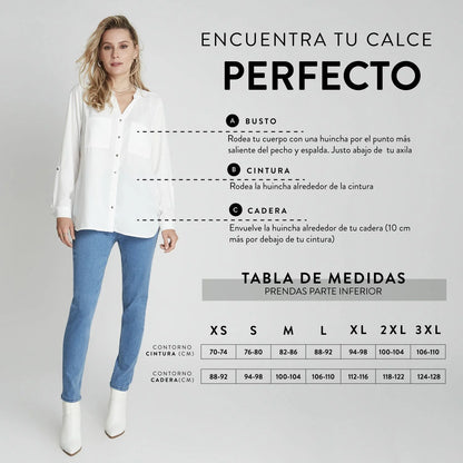 Pantalón Mujer Sport Azul con Botones Decorativos