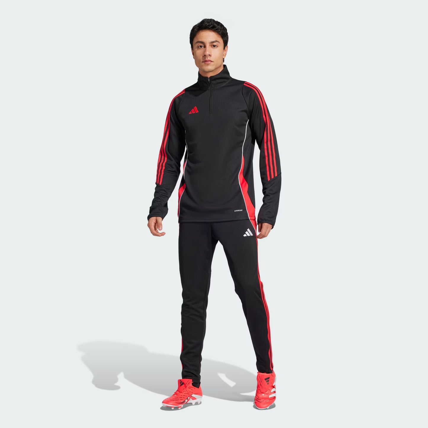 Pantalón Hombre Futbol de Entrenamiento Tiro 24 Negro/Rojo