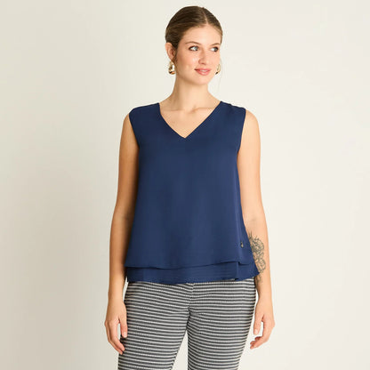 Peto Mujer Azul Escote V con Volante