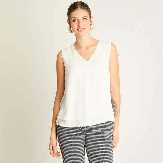 Peto Mujer Crudo con Escote V y Volante