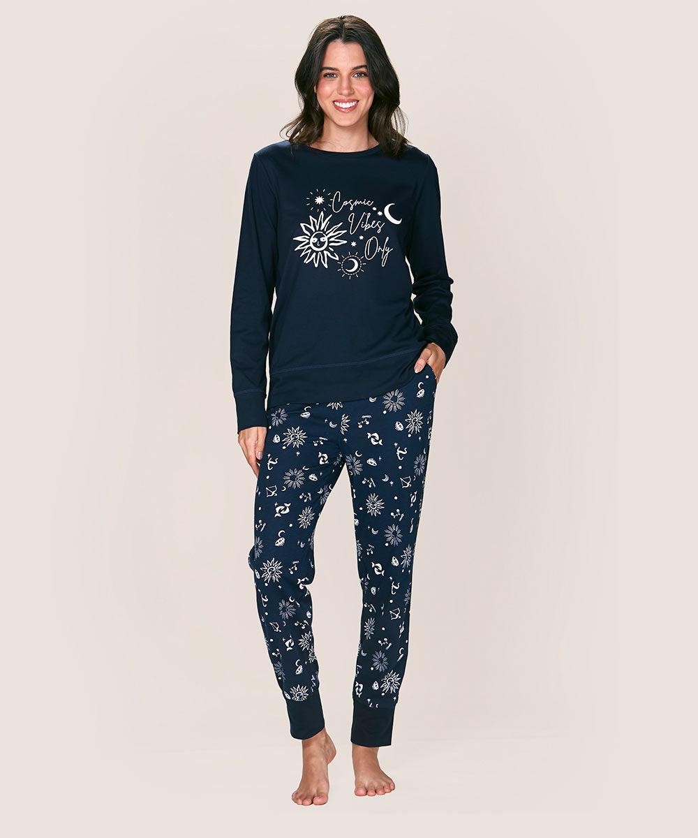 Pijama Mujer Cotton Azul