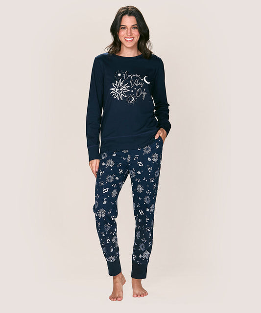 Pijama Mujer Cotton Azul