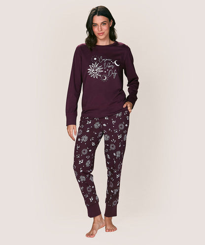 Pijama Mujer Cotton  Burdeo