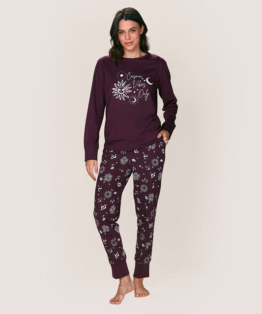Pijama Mujer Cotton  Burdeo
