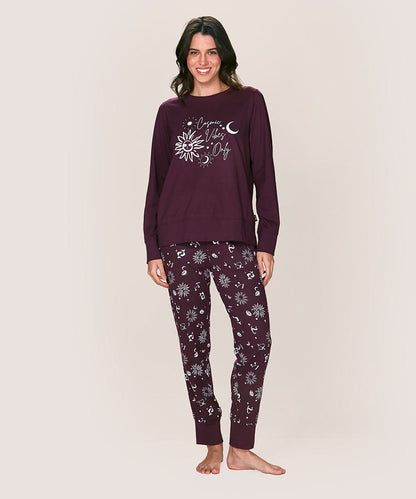 Pijama Mujer Cotton  Burdeo