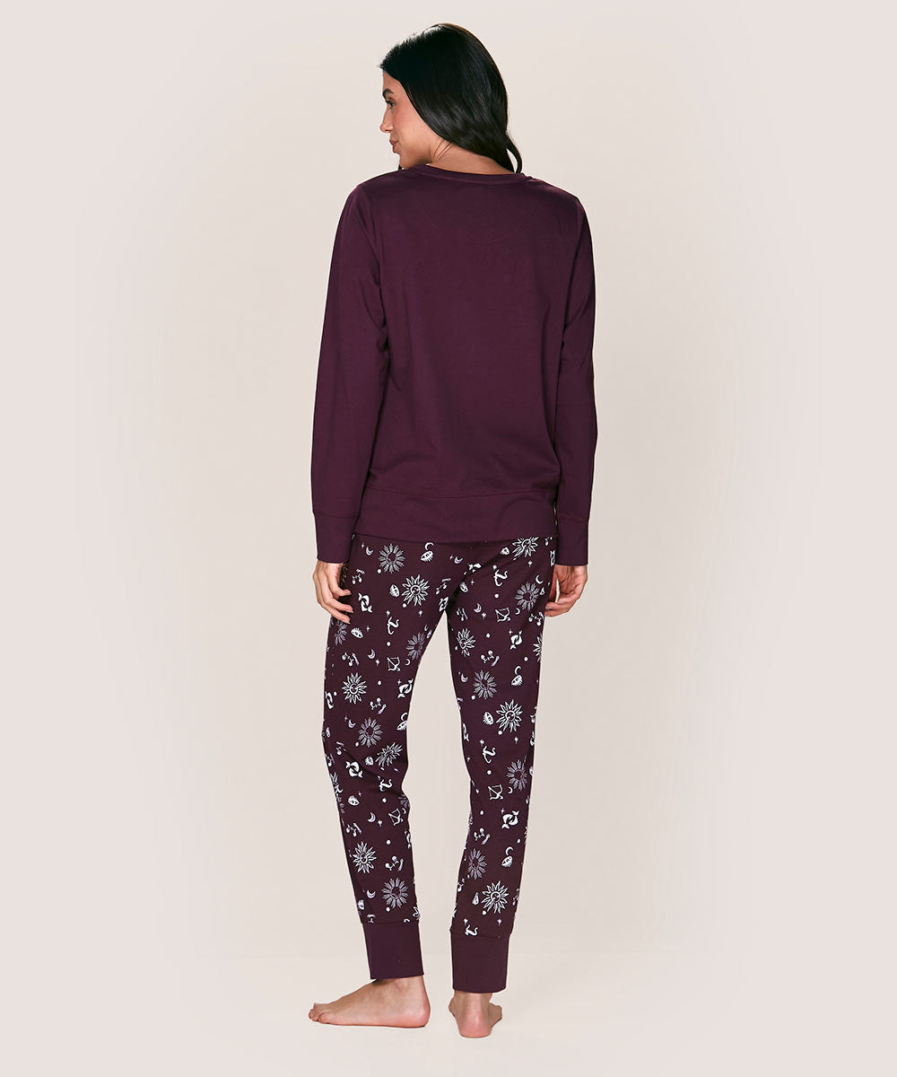 Pijama Mujer Cotton  Burdeo