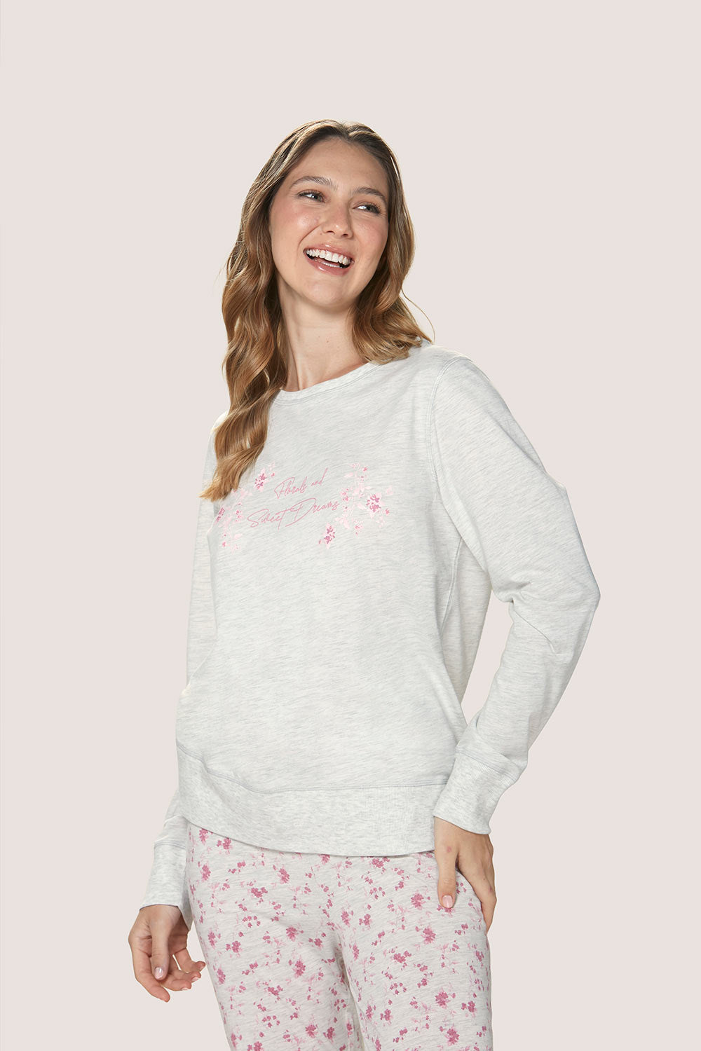 Pijama Mujer Cotton Con Diseño Floral Rosa