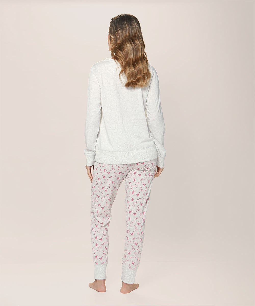 Pijama Mujer Cotton Con Diseño Floral Rosa