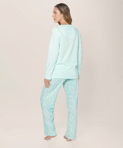 Pijama Mujer Micropolar Estampado Menta