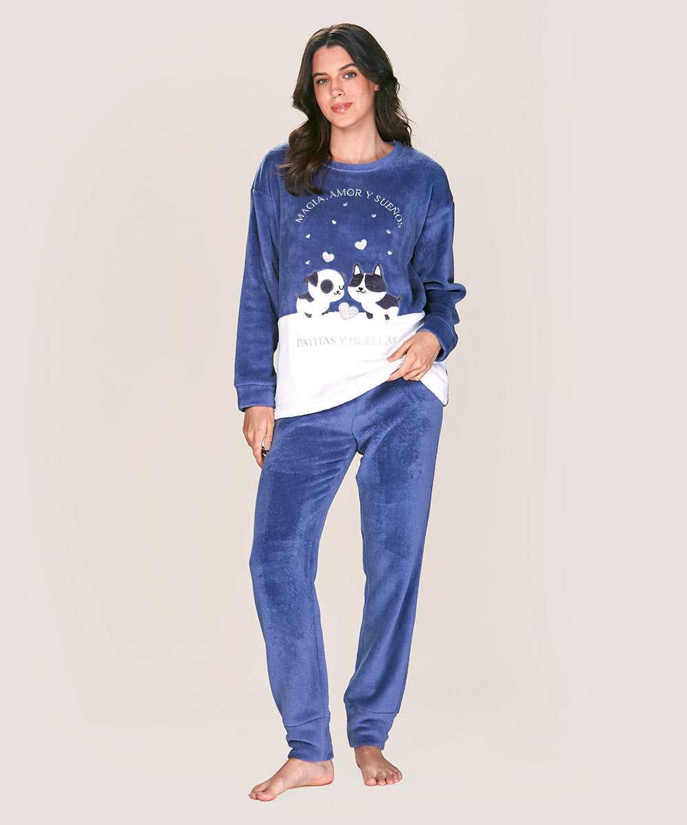Pijama Mujer Polar Azul