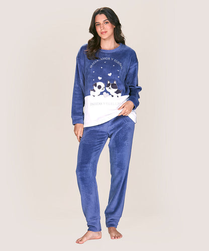 Pijama Mujer Polar Azul