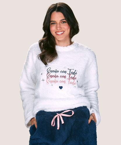 Pijama Mujer Polar Peluche Perla