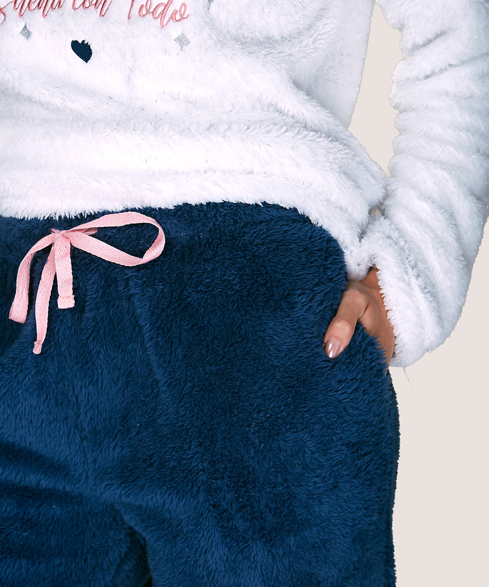 Pijama Mujer Polar Peluche Perla