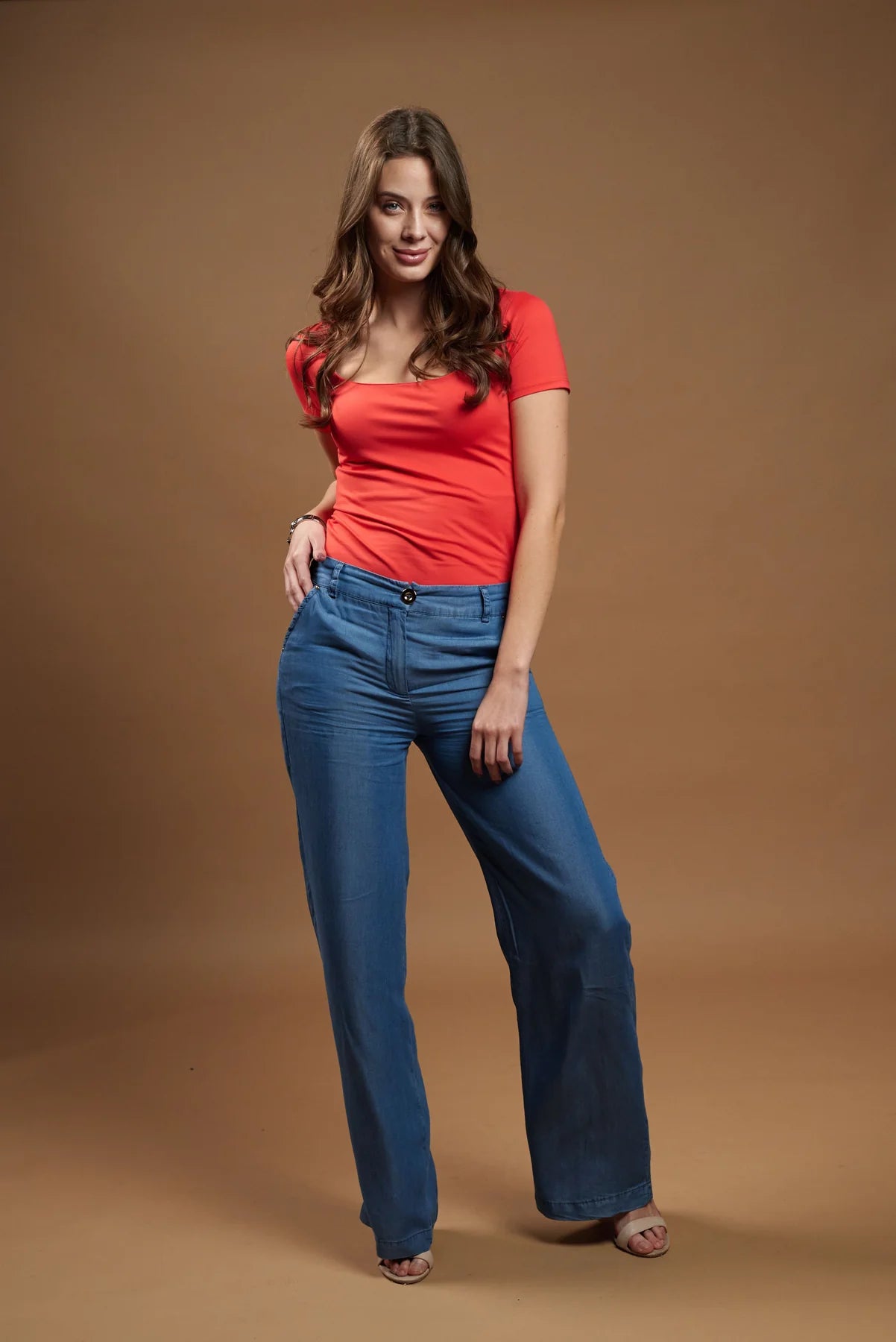 Polera Mujer Básica Manga Corta Coral