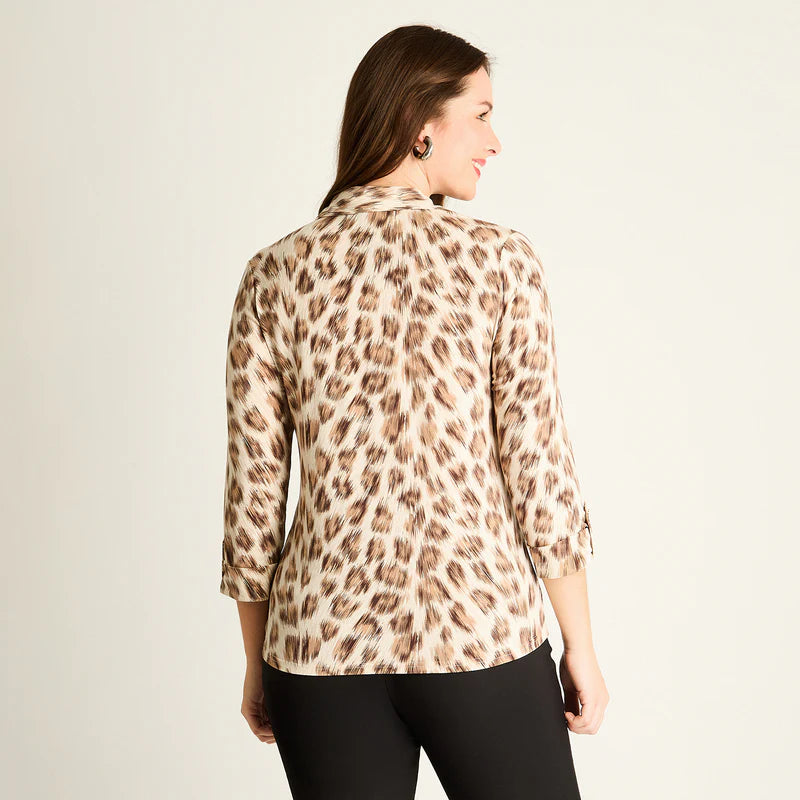 Polera Mujer Animal Print Café