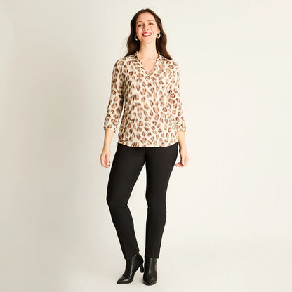 Polera Mujer Animal Print Café