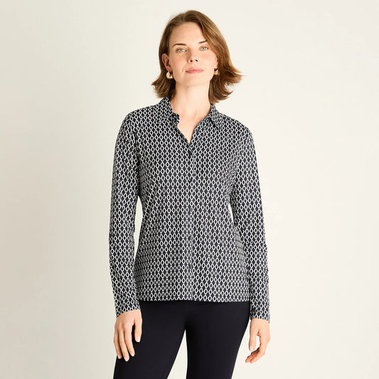 Polera Mujer Azul Estampada