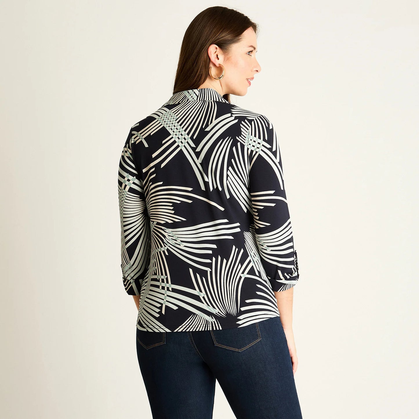Polera Mujer Azul Estampado Abstracto