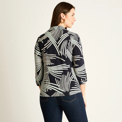 Polera Mujer Azul Estampado Abstracto