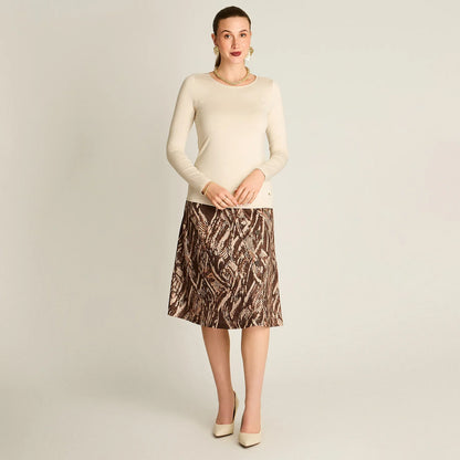 Polera Básica Mujer Manga Larga Escote Redondo Arena