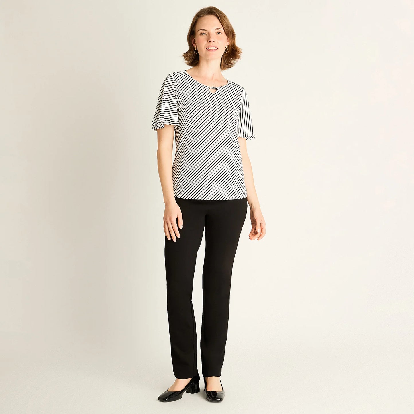 Polera Mujer Crudo a Rayas Diagonales