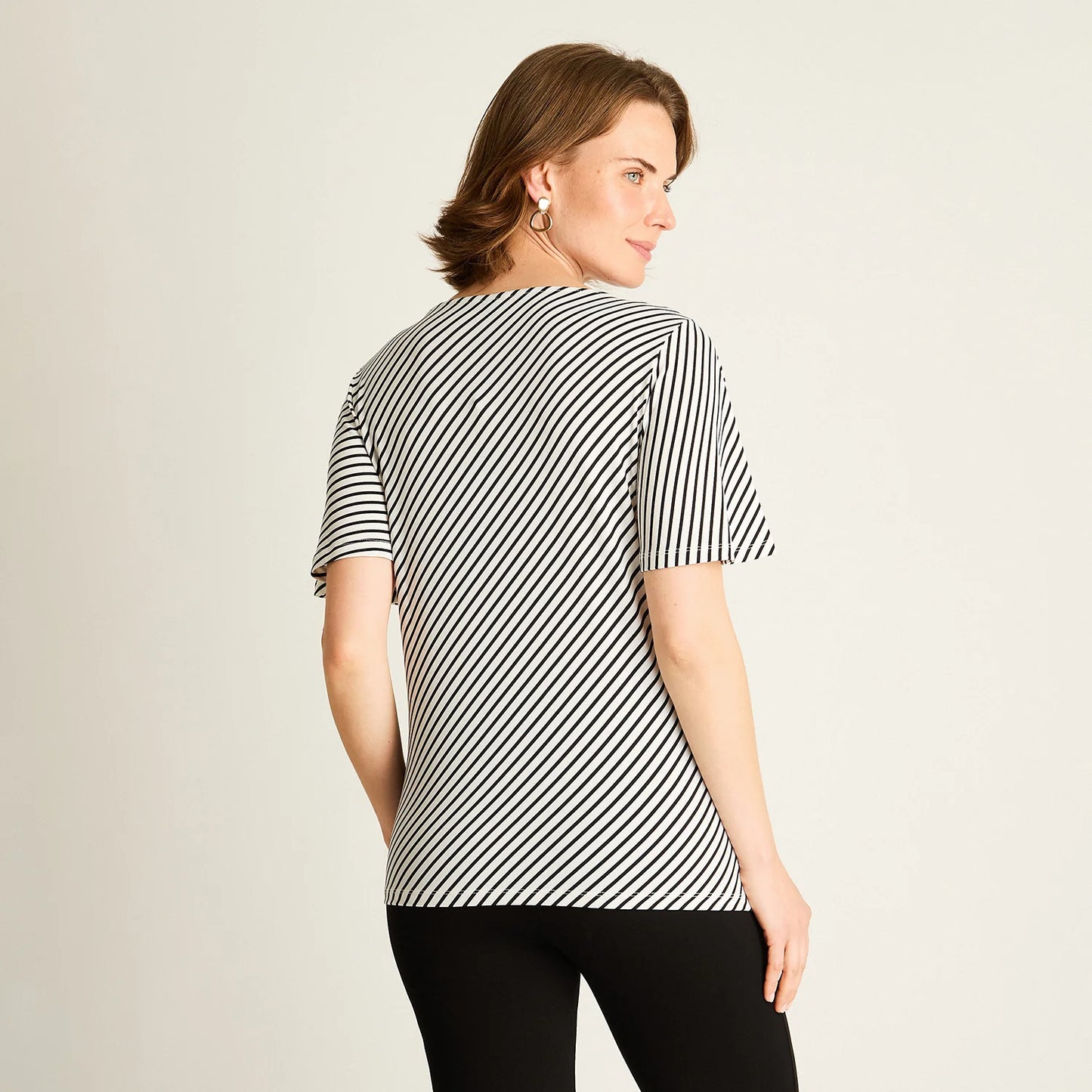Polera Mujer Crudo a Rayas Diagonales