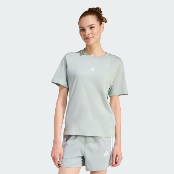 Polera Mujer Essentials Logo Pequeño Algodón Verde Claro