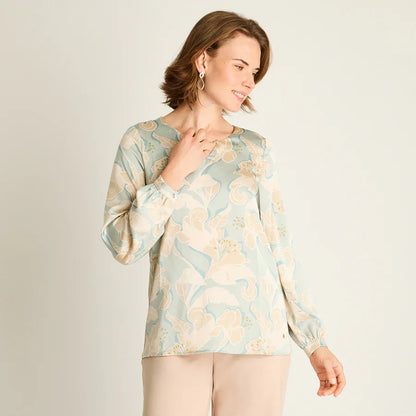 Polera Mujer Menta con Estampado Floral