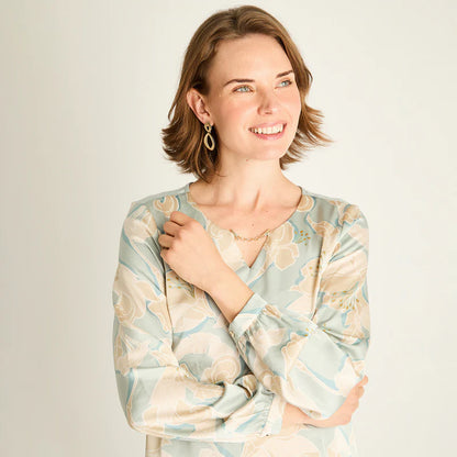 Polera Mujer Menta con Estampado Floral