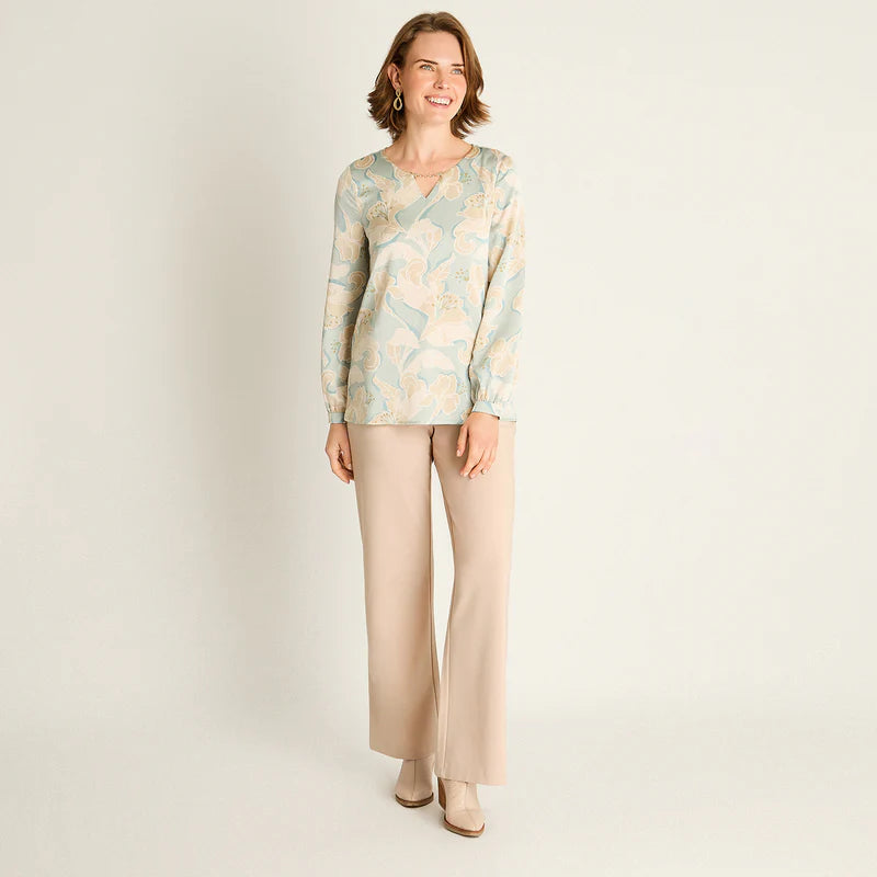 Polera Mujer Menta con Estampado Floral