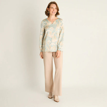 Polera Mujer Menta con Estampado Floral